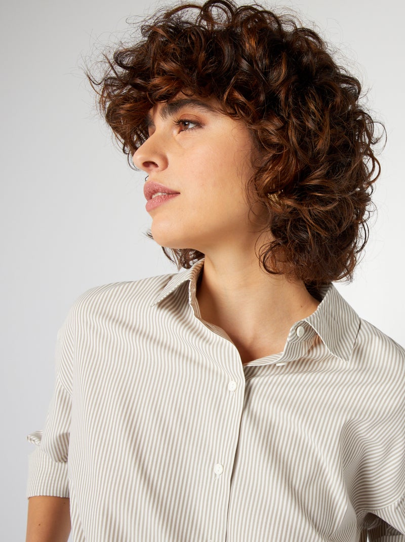 Camicia basica in popeline BEIGE - Kiabi