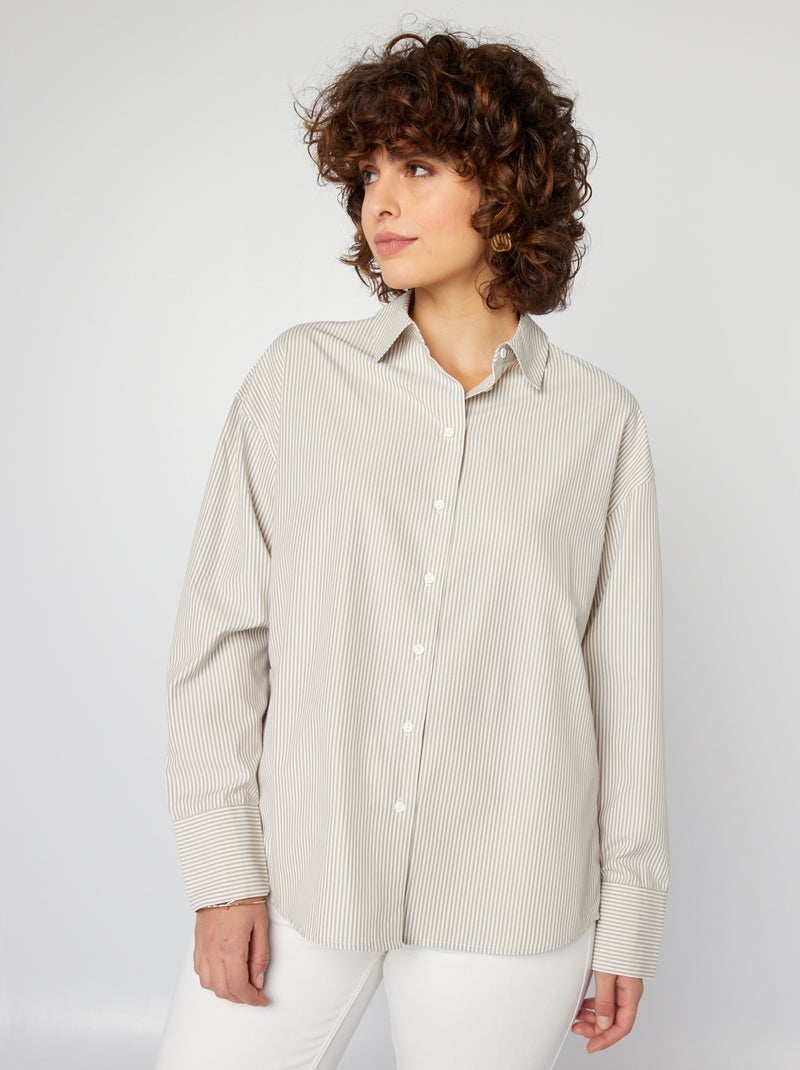 Camicia basica in popeline BEIGE - Kiabi