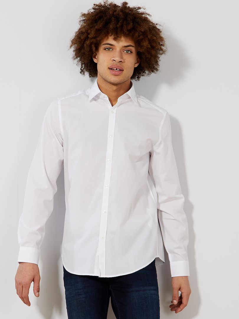Camicia bianca tinta unita taglio dritto Bianco - Kiabi