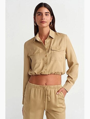 Camicia blusa crop in tencel dilvin