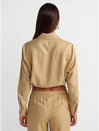 Camicia blusa crop in tencel dilvin