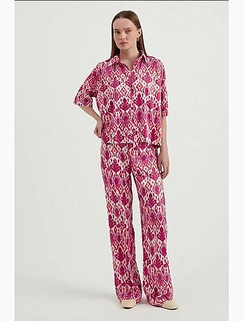 Camicia boho a maniche corte in raso rilassato hiccup