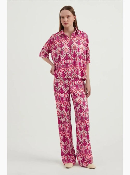 Camicia boho a maniche corte in raso rilassato hiccup - Kiabi Camicia boho a maniche corte in raso rilassato hiccup - Kiabi