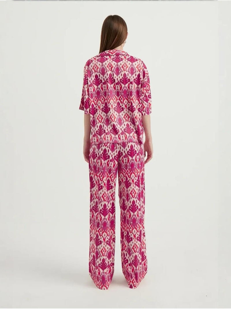 Camicia boho a maniche corte in raso rilassato Multicolore - Kiabi