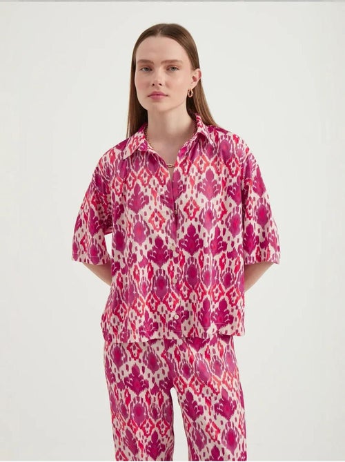 Camicia boho a maniche corte in raso rilassato - Kiabi Camicia boho a maniche corte in raso rilassato - Kiabi
