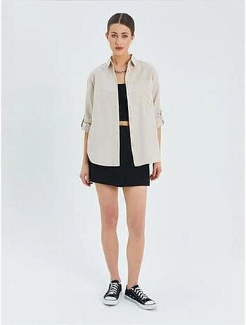 Camicia button-down a maniche lunghe con taschino mixray