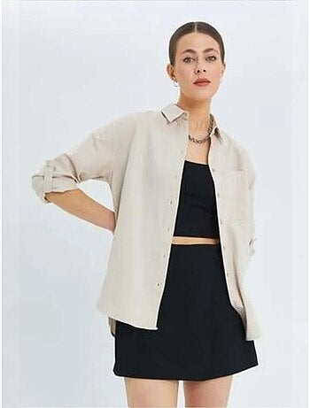 Camicia button-down a maniche lunghe con taschino mixray