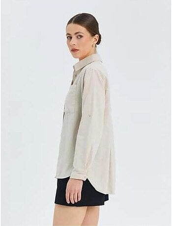 Camicia button-down a maniche lunghe con taschino mixray