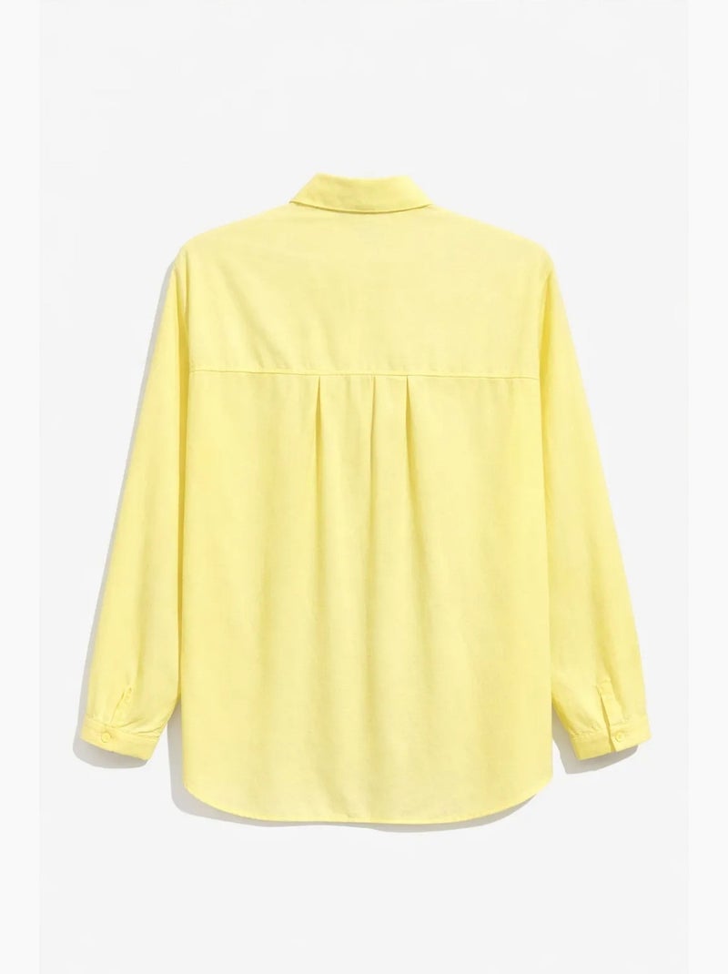 Camicia button-down a maniche lunghe con taschino mixray Giallo limone - Kiabi