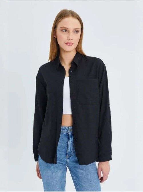 Camicia button-down a maniche lunghe con taschino mixray - Kiabi Camicia button-down a maniche lunghe con taschino mixray - Kiabi