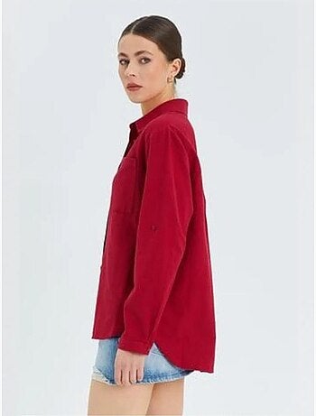 Camicia button-down a maniche lunghe con taschino mixray