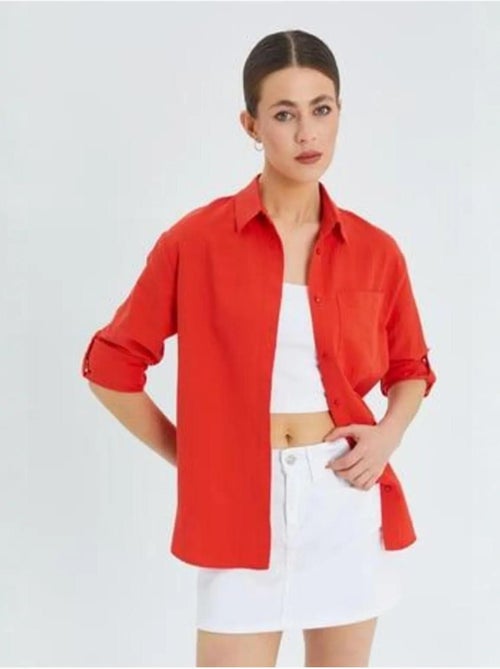 Camicia button-down a maniche lunghe con taschino mixray - Kiabi Camicia button-down a maniche lunghe con taschino mixray - Kiabi