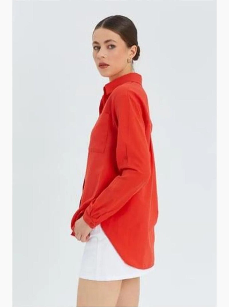 Camicia button-down a maniche lunghe con taschino mixray Rosso - Kiabi