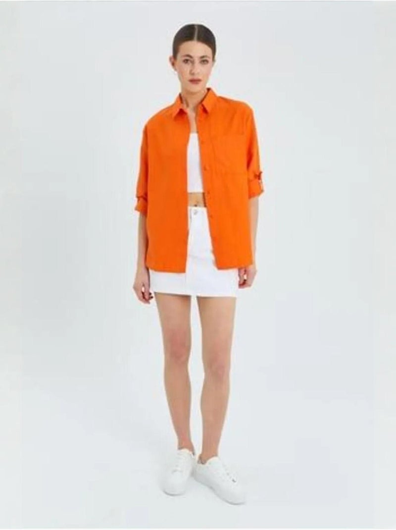 Camicia button-down a maniche lunghe con taschino mixray Rosso mattone - Kiabi
