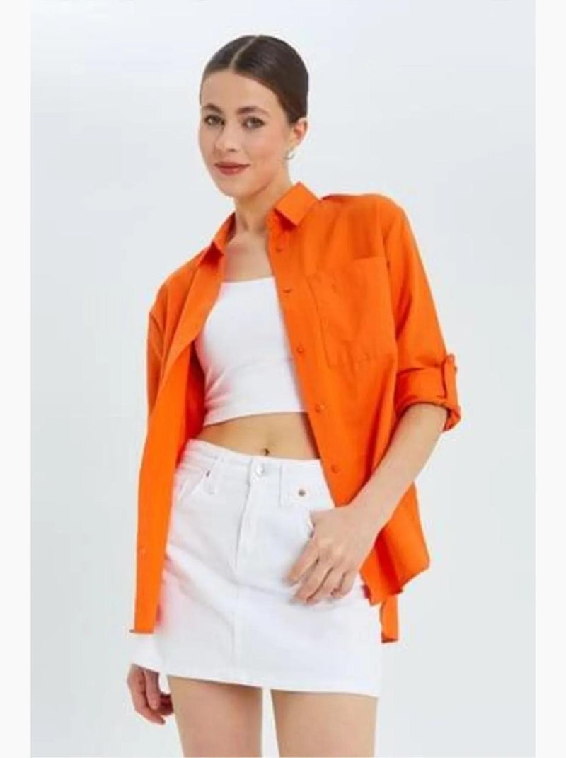 Camicia button-down a maniche lunghe con taschino mixray Rosso mattone - Kiabi