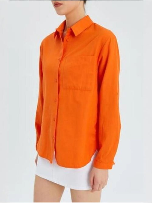 Camicia button-down a maniche lunghe con taschino mixray - Kiabi Camicia button-down a maniche lunghe con taschino mixray - Kiabi