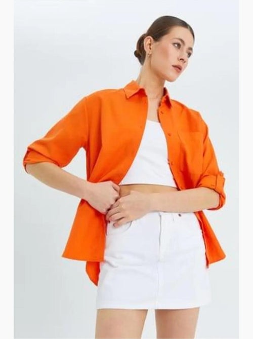Camicia button-down a maniche lunghe con taschino mixray - Kiabi Camicia button-down a maniche lunghe con taschino mixray - Kiabi