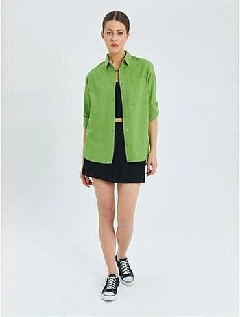 Camicia button-down a maniche lunghe con taschino mixray