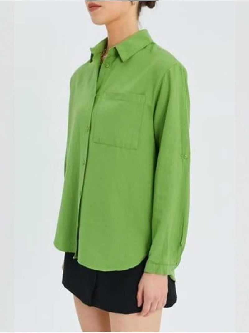 Camicia button-down a maniche lunghe con taschino mixray Verde menta - Kiabi