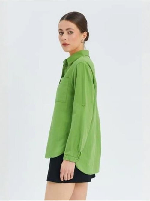 Camicia button-down a maniche lunghe con taschino mixray - Kiabi Camicia button-down a maniche lunghe con taschino mixray - Kiabi