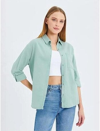 Camicia button-down a maniche lunghe con taschino mixray