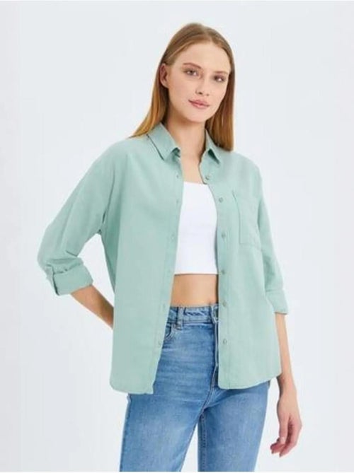 Camicia button-down a maniche lunghe con taschino mixray - Kiabi Camicia button-down a maniche lunghe con taschino mixray - Kiabi