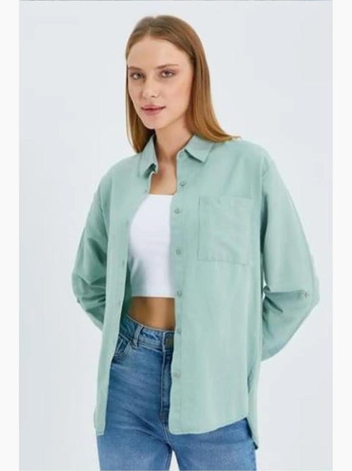 Camicia button-down a maniche lunghe con taschino mixray - Kiabi Camicia button-down a maniche lunghe con taschino mixray - Kiabi