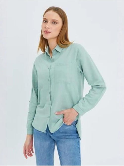 Camicia button-down a maniche lunghe con taschino mixray - Kiabi Camicia button-down a maniche lunghe con taschino mixray - Kiabi