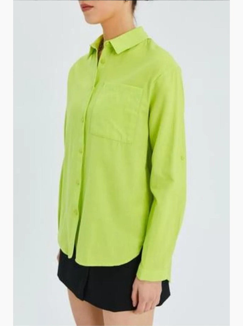 Camicia button-down a maniche lunghe con taschino mixray Verde tiglio - Kiabi