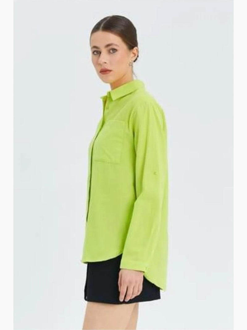 Camicia button-down a maniche lunghe con taschino mixray Verde tiglio - Kiabi
