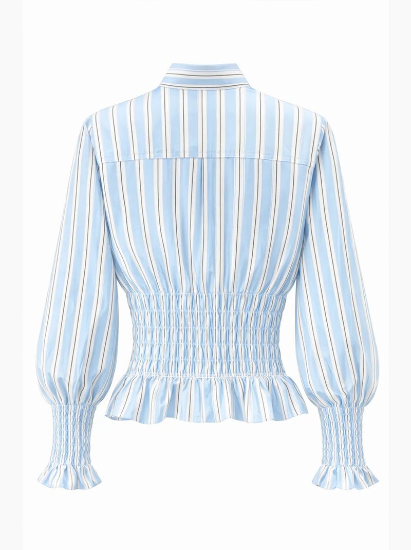 Camicia button-down a righe con dettaglio elasticizzato mixray Blu chiaro - Kiabi