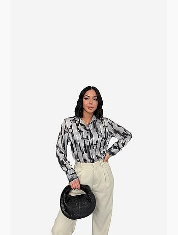 Camicia button-up a maniche lunghe con stampa astratta my fashion