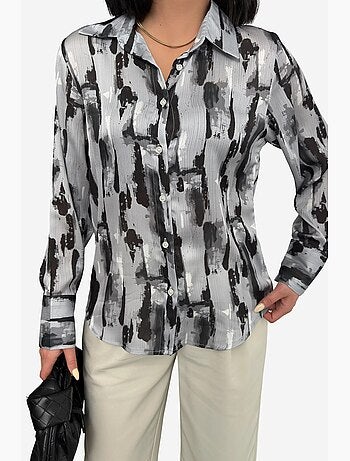 Camicia button-up a maniche lunghe con stampa astratta my fashion
