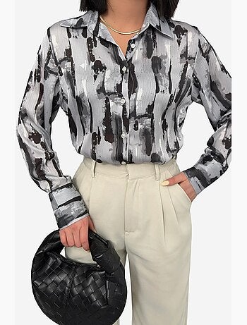 Camicia button-up a maniche lunghe con stampa astratta my fashion