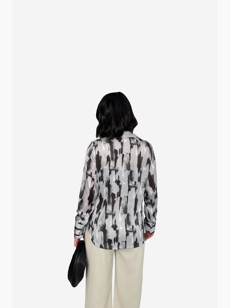 Camicia button-up a maniche lunghe con stampa astratta my fashion Grigio - Kiabi