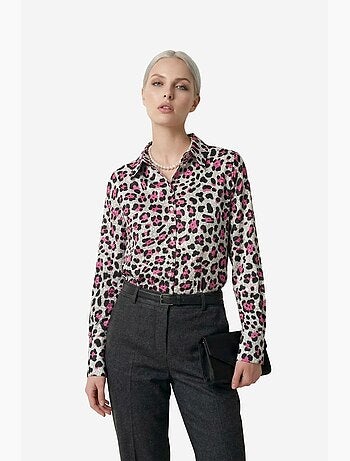 Camicia button-up a maniche lunghe con stampa leopardata my fashion