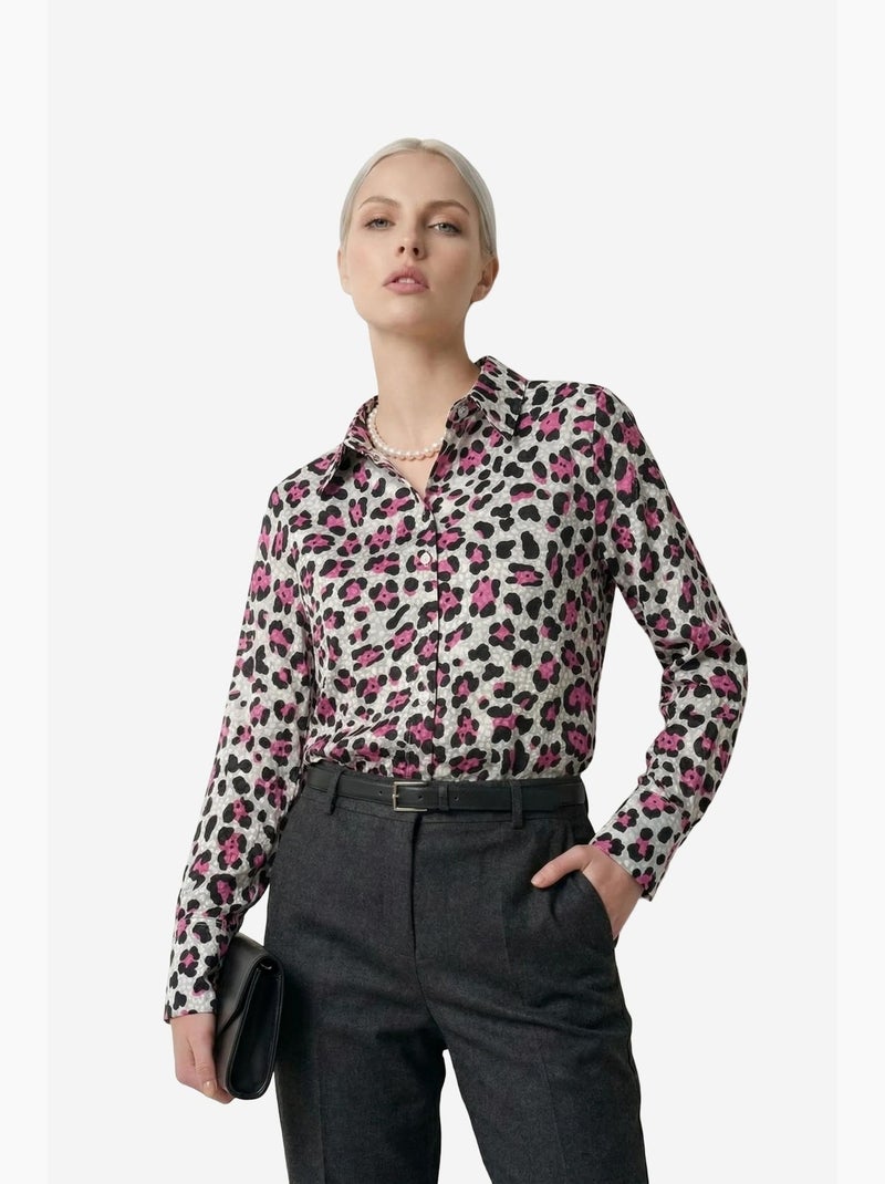 Camicia button-up a maniche lunghe con stampa leopardata my fashion Magenta - Kiabi