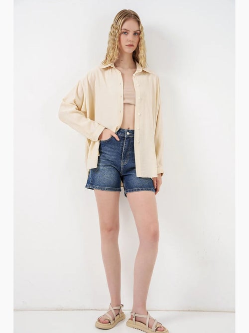 Camicia button-up oversize a maniche lunghe bdart - Kiabi Camicia button-up oversize a maniche lunghe bdart - Kiabi