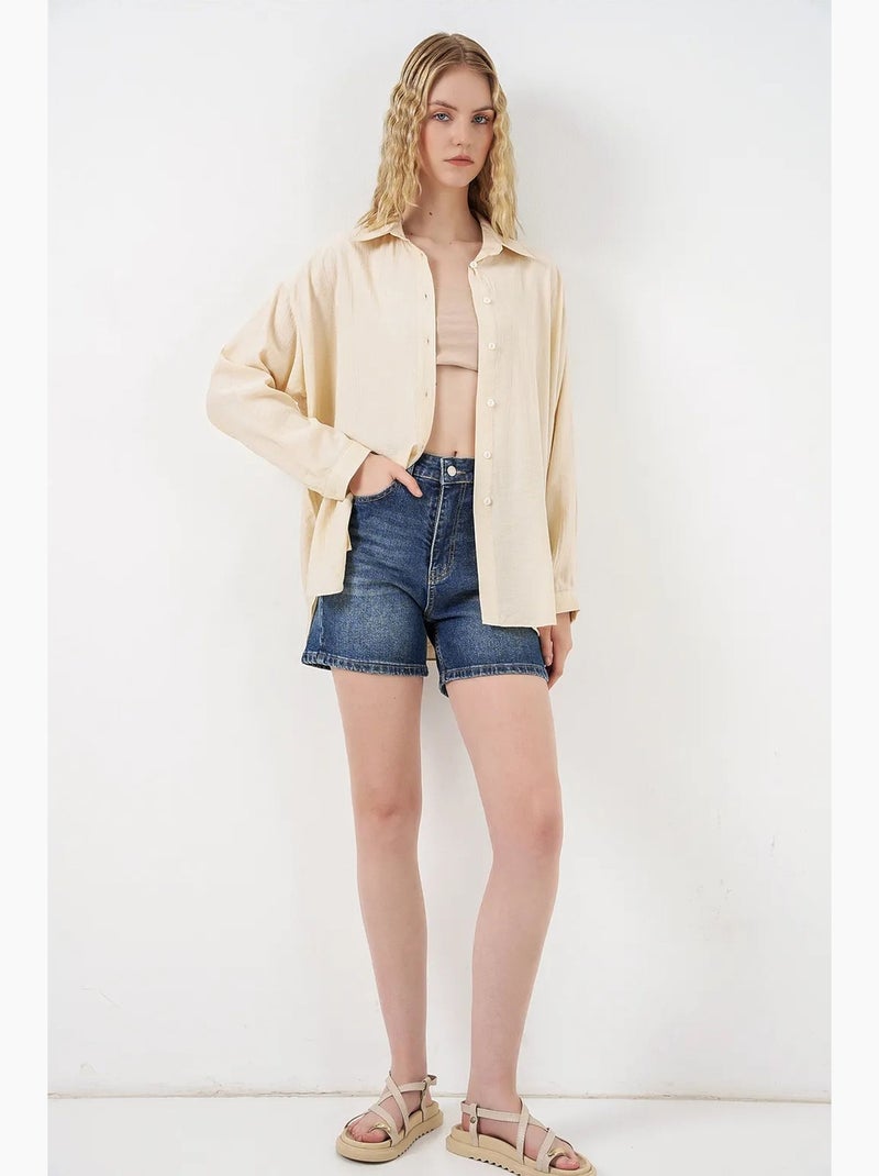 Camicia button-up oversize a maniche lunghe bdart Crema - Kiabi