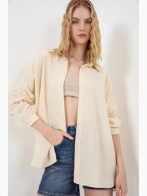Camicia button-up oversize a maniche lunghe bdart - Kiabi Camicia button-up oversize a maniche lunghe bdart - Kiabi