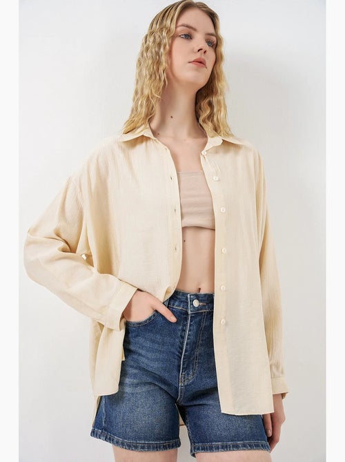 Camicia button-up oversize a maniche lunghe bdart - Kiabi Camicia button-up oversize a maniche lunghe bdart - Kiabi