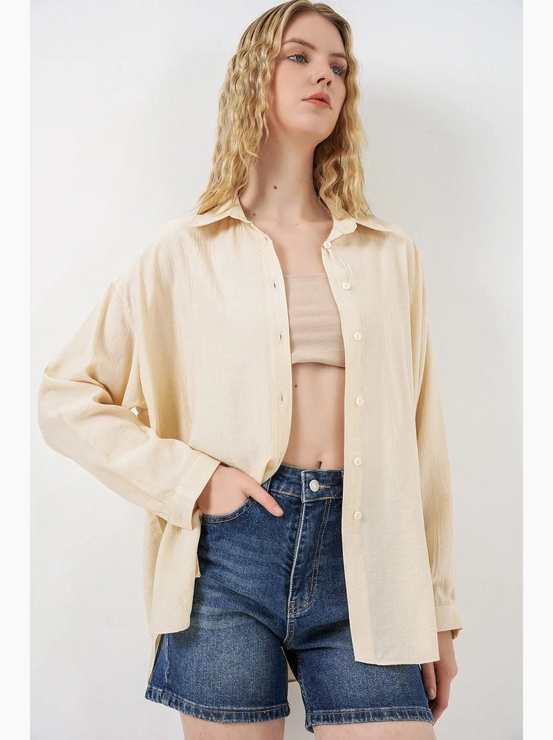 Camicia button-up oversize a maniche lunghe bdart Crema - Kiabi