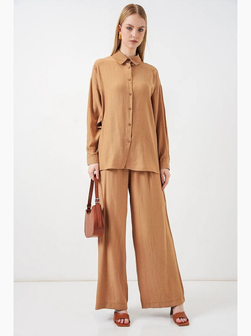 Camicia button-up testurizzata a maniche lunghe bdart Cammello - Kiabi