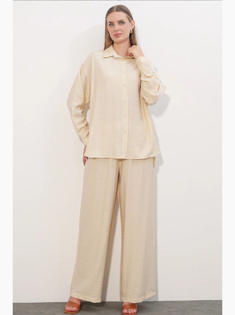 Camicia button-up testurizzata a maniche lunghe bdart Crema - Kiabi