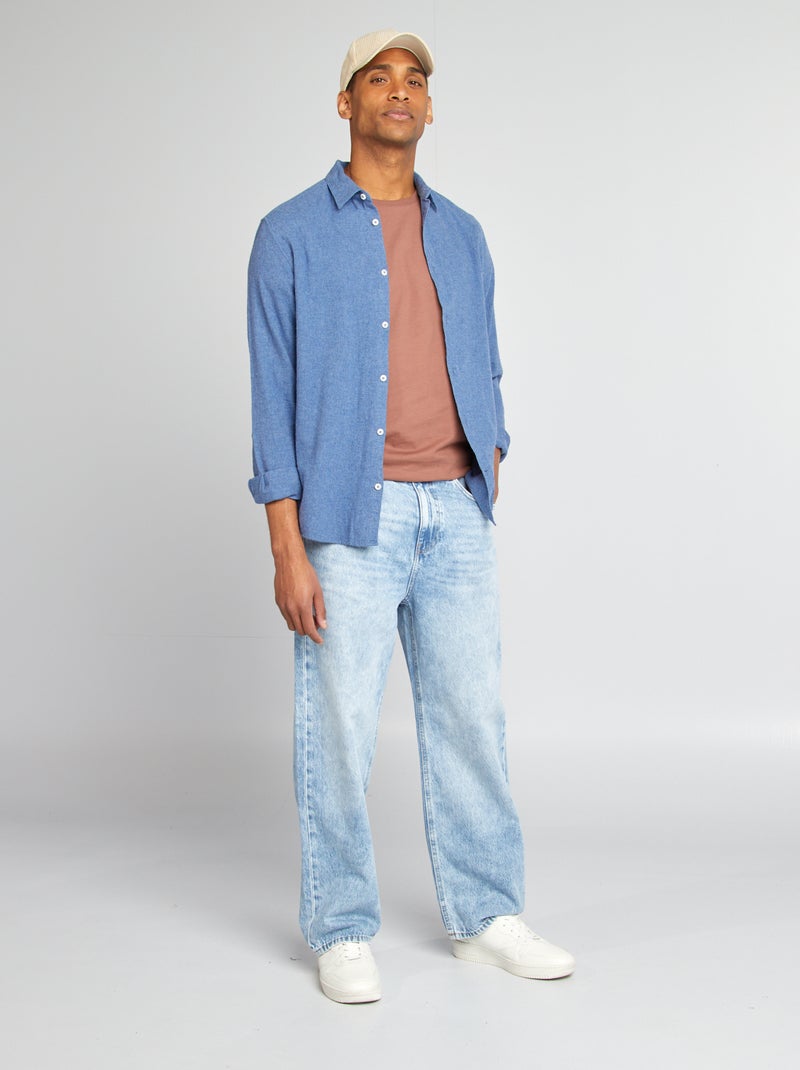 Camicia camicia tinta unita in flanella camicia tinta unita in flanella tinta unita BLU - Kiabi