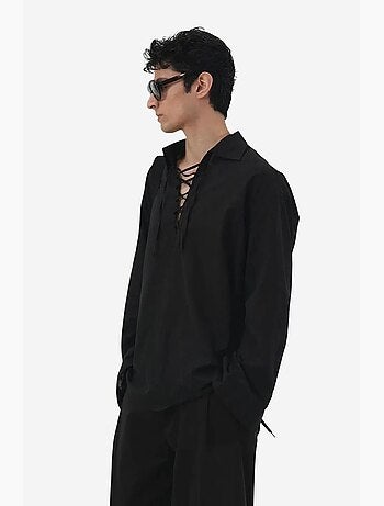 Camicia casual a maniche lunghe con dettaglio a laccio giesto