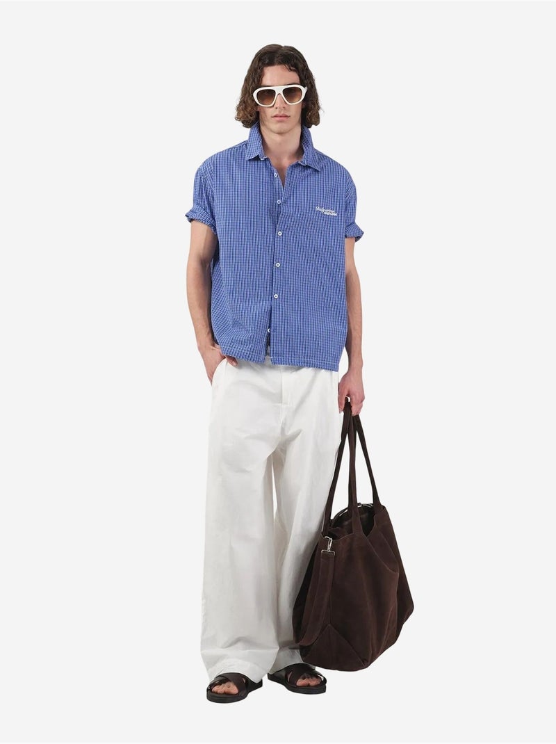 Camicia casual a quadri con bottoni e maniche corte giesto Blu elettrico - Kiabi