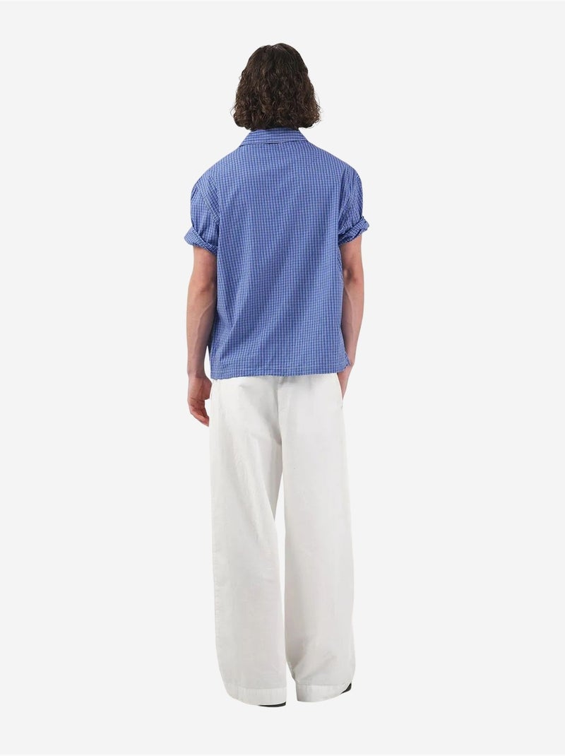 Camicia casual a quadri con bottoni e maniche corte giesto Blu elettrico - Kiabi