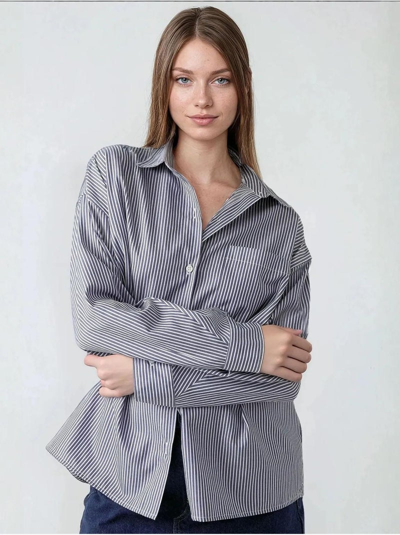 Camicia casual a righe oversize hiccup Blu pastello - Kiabi