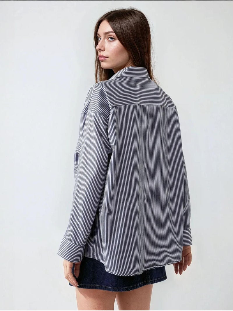 Camicia casual a righe oversize hiccup Blu pastello - Kiabi